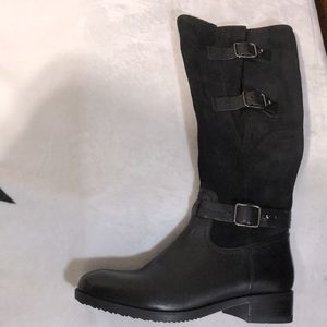 New 8 Clark Black riding leather suede women’s boots